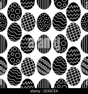 Ostern Nahtloses Muster mit abstrakter Geometrie schwarz-weiße Eier Stock Vektor