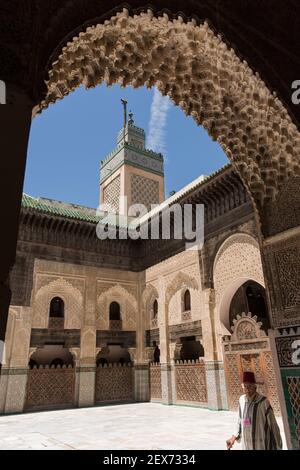 Marokko, Fez, Bou Inania Medersa, gebaut zwischen 1350 und 1355 Stockfoto