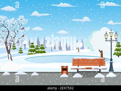 Wintertag Parkszene. Stock Vektor