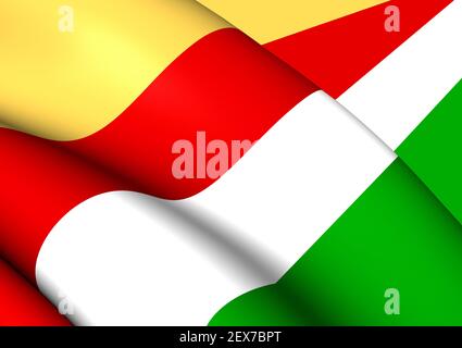 3D Flagge von Maaseik (Limburg), Belgien. 3D Abbildung. Stockfoto