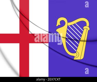 3D Flagge des Commonwealth of England (1649-1651). 3D Abbildung. Stockfoto