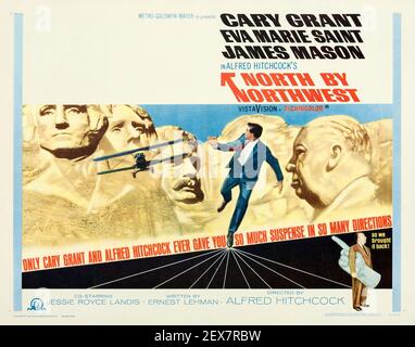 Cary Grant in North von Northwest, Alfred Hitchcock Filmposter. Feat. Eva Marie Saint und James Mason. 1959. Stockfoto