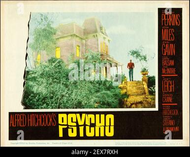 Psycho. Lobby-Karte. Alfred Hitchcock. 1960. Der Film feat. Anthony Perkins, Janet Leigh, Vera Miles und John Gavin. Stockfoto