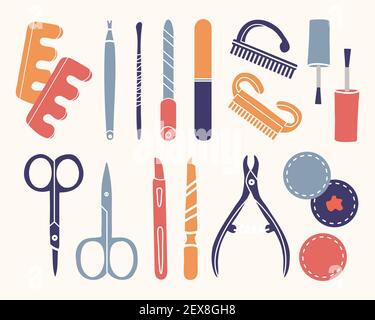 Vektor-Set von Maniküre-Tools. Stock Vektor