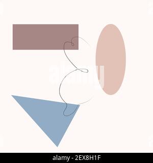 Einfache Schmetterling eine Linie Zeichnung auf minimal cubism Formen Hintergrund. Abstrakte Insekten kontinuierliche Linie Kunst. Handgezeichnete Illustration in trendigen Umriss Stock Vektor