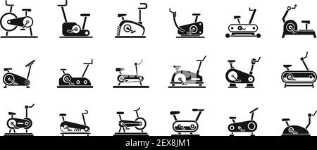 Sport Ergometer Symbole Set, einfachen Stil Stock Vektor