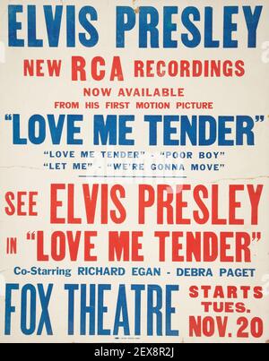 Elvis Presley Plakatwand / Plakatwand RCA Aufnahmen 'Love Me Tender' Stockfoto