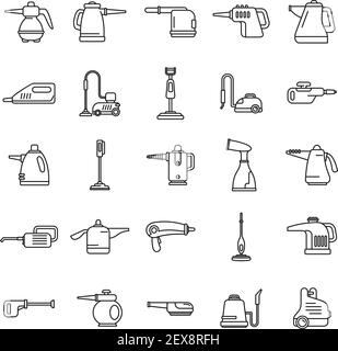 Eco Dampfreiniger Symbole Set, Umriss Stil Stock Vektor
