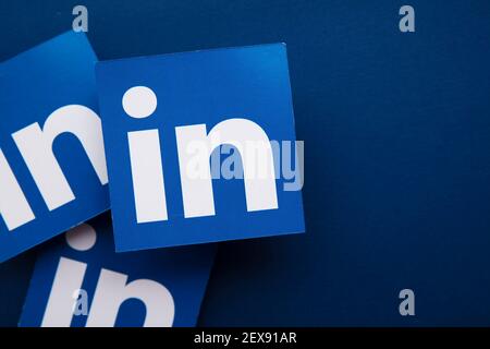 LONDON, UK - März 2021: LinkedIn Business Social Networking Plattform Logo Stockfoto