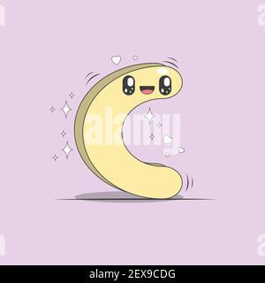 Eine Illustration des Alphabet lustigen Großbuchstaben C isoliert auf Violetter Hintergrund Stockfoto