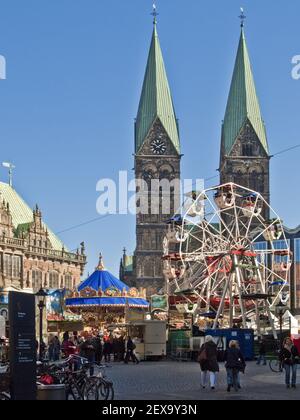 Kleine kostenlose Messe Bremen Markt Platz, Deutschland Stockfoto