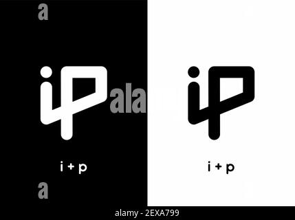 Schwarz-Weiß-ip-Initial Letter-Design Stock Vektor