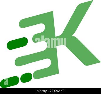 Abstrakt fließender Buchstabe k in grüner Farbe, Logo-Element für Unternehmen und Unternehmen Stock Vektor