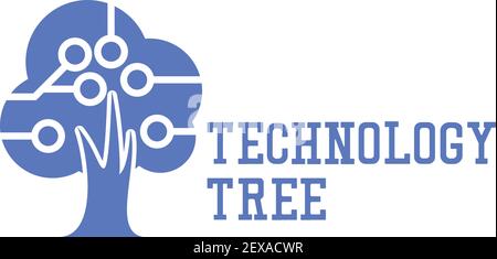 Technologie-Baum-Logo auf weißem Hintergrund. vektor-Illustration Stock Vektor