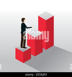 Geschäftsmann klettert Chart bar Wachstum Stock Vektor