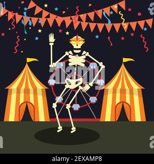dancing skeleton on the move. vector illustration Stock Vektor