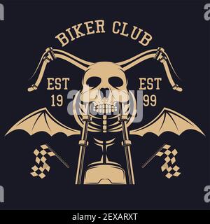 Motorrad-Logo Embleme und Insignien auf schwarzem Hintergrund. vektor-Illustration Stock Vektor