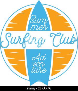 Surf-Logo für Surfing Festival isoliert auf weißem Hintergrund. vektor-Illustration Stock Vektor