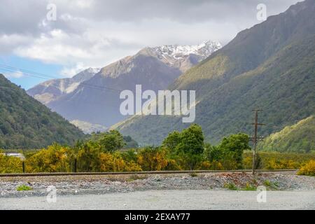 Landschaft rund um den Arthurs Pass in den Südlichen Alpen von New Seeland Stockfoto