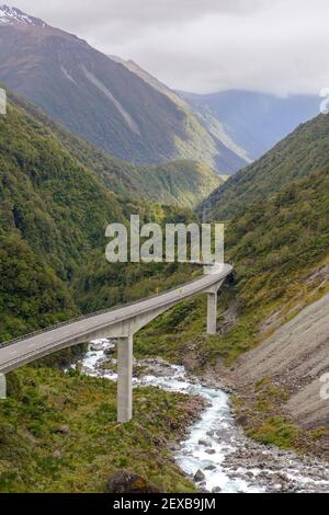 Landschaft rund um den Arthurs Pass in den Südlichen Alpen von New Seeland Stockfoto