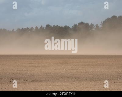 Top Boden wird in einem Sturm weggeblasen Stockfoto