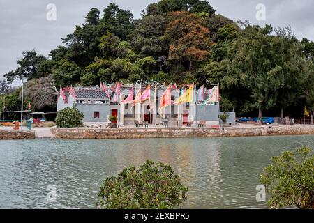 Der Yeung Hau Tempel aus dem 17. Jahrhundert, Tai O Fischerdorf, Lantau, Hongkong Stockfoto