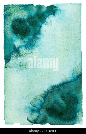 Filigrane Aquarellrahmen für die Gestaltung Ihrer Website, Karten oder Einladungen. Blau, grün, türkis Aquarell wash Hintergrund. Handgezeichnete ombre abstrakt Stockfoto