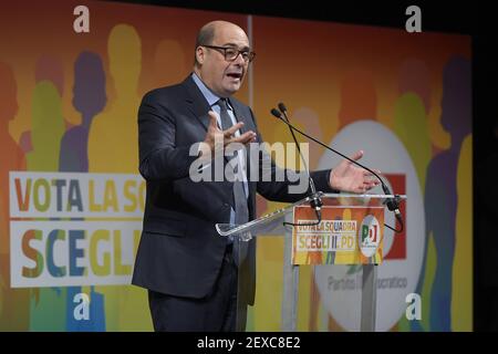 Fotorepertoire, Italien. März 2021, 04th. Rom, 05. Februar 2018 Nicola Zingaretti während des Auftakts des Wahlkampfes mit den Kandidaten der ph-Partei. â © Luigi Mistrulli (Rom - 2018-02-05, LUIGI MISTRULLI) PS das Foto kann in Übereinstimmung mit dem Kontext verwendet werden, in dem es aufgenommen wurde, und ohne die diffamierende Absicht des Dekors der vertretenen Personen nur redaktionelle Verwendung Kredit: Unabhängige Fotoagentur/Alamy Live News Stockfoto