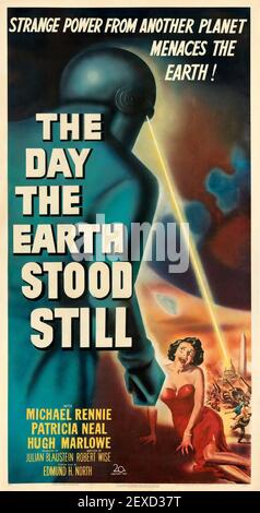 Vintage-Filmplakat - der Tag, an dem die Erde still stand (Arbeitstitel: Abschied zum Meister und Reise zur Welt) 1951 Stockfoto