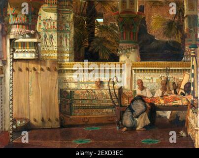 Lawrence Alma-Tadema. Gemälde mit dem Titel "die ägyptische Witwe" von der britisch-niederländischen Künstler, Sir Lawrence Alma-Tadema (geb. Lourens Alma Tadema, 1836-1912), Öl auf Tafel, 1872 Stockfoto