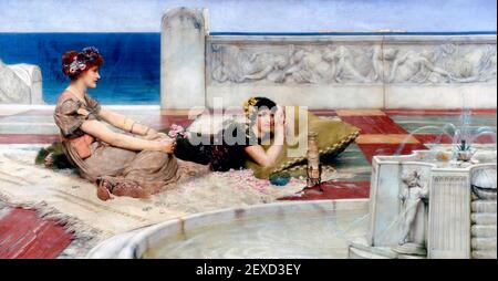 Lawrence Alma-Tadema. Gemälde mit dem Titel "Liebe im Müßiggang" des britisch-niederländischen Künstlers Sir Lawrence Alma-Tadema (geb. Lourens Alma Tadema, 1836-1912), 1891 Stockfoto