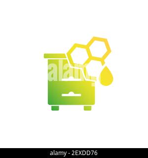 Bienenstock und Honig, Vektor-Logo-Symbol auf weiß Stock Vektor