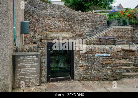 Login's Well in Orkney lieferte frisches Wasser für die Schiffe Resolution and Discovery of Captain Cook & Sir John Frankln's Vessels Erebus and Terror. Stockfoto