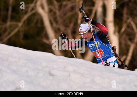 Nove Mesto na Morave, Tschechische Republik, 4. März 2021: Ingrid Landmark Tandregold aus Norwegen startet beim 6km x 4-Staffellauf der BMW IBU Biathlon World Cup in Nove Mesto na Morave, Tschechische Republik, Donnerstag, 4. März 2021. (CTK Photo/Lubos Pavlicek) Quelle: CTK/Alamy Live News Stockfoto