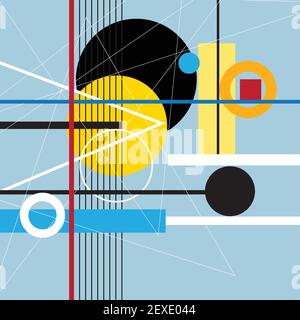 Abstrakter mehrfarbiger Hintergrund von geometrischen Objekten. Ein Beispiel für eine ungewöhnliche Abstraktion aus verschiedenen geometrischen Formen für eine Website oder ein Poster d Stock Vektor