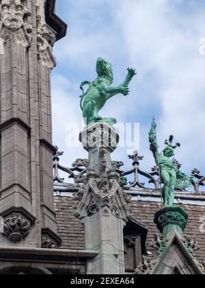 Skulptur aus der Maison du Roi in Brüssel Grand Place Stockfoto