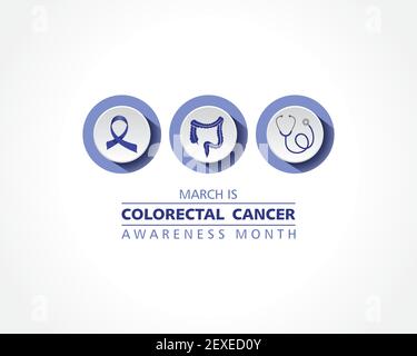 Vektor-Illustration des Darmkrebsbewußtseins Monat beobachtet im März Jedes Jahr Stock Vektor