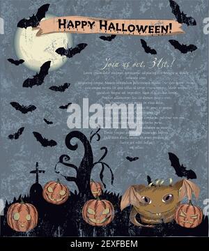 Einladung Halloween Poster mit niedlichen Monster. Stockfoto