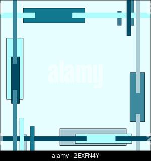 Geometrisches Muster. Technologie Rahmen aus türkisfarbenen Streifen und Rechtecken. Abstrakter Vektorhintergrund. Flache Grafik. Moderne Vorlage, Kopierbereich. EPS10 Stock Vektor