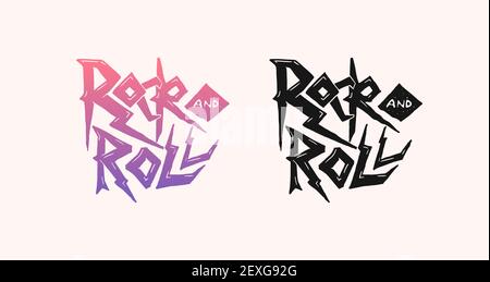 Schriftzug oder Ausdruck Abzeichen. Rock and Roll-Musiklogo. Heavy Metal Schablone für Design T-Shirt, Nachtparty und Festival. Handgezeichneter Jahrgang mit Gravur Stock Vektor