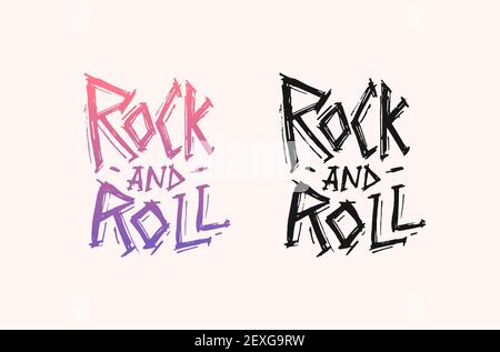 Schriftzug oder Ausdruck Abzeichen. Rock and Roll-Musiklogo. Heavy Metal Schablone für Design T-Shirt, Nachtparty und Festival. Handgezeichneter Jahrgang mit Gravur Stock Vektor