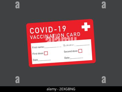 Covid-19 rote Impfkarte Vektorgrafik Stock Vektor