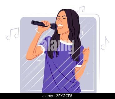 Vector Sänger im Schatten der scharfen Linien Stil Stock Vektor