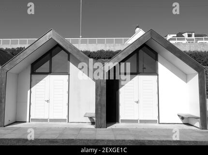 Moderne Strandhütte in Bridlington, Großbritannien Stockfoto