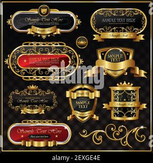 Dekorativ verzierten Goldrahmen label Stockfoto