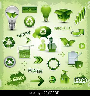 Umwelt und Natur Icons und Symbole Stockfoto