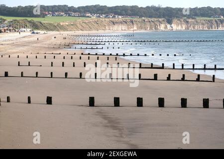 Beispiel für Strandgroynes Stockfoto