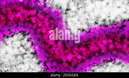 Abstrakte Malerei mit dunklem Hintergrund. Pinselstriche in weiß, rosa und lila. Marmorstruktur. Farben der alkoholischen Tinte. 4K. Violett. Rosa. Stockfoto