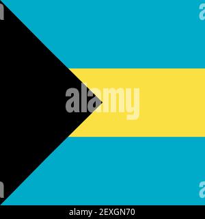 Quadratische Bahamas Nationalflagge, Schwarz, Gelb, Blau Stockfoto