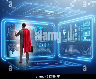 Der Superheld im Datenmanagement-Konzept Stockfoto